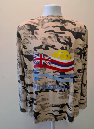 Hawaii Flag long sleeve camo Pickleball Shirt | Oahu Landmark Performance Tee
