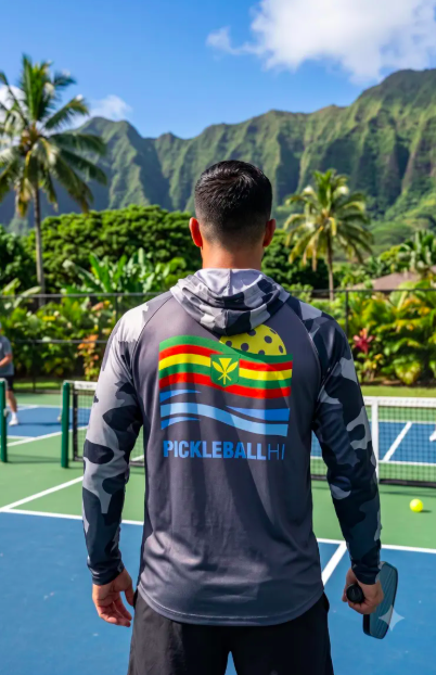 Hawaii Kānaka Maoli Flag Pickleball Club Shirt | Mens Performance Court Graphic Tee | Local Hawaiian Style Pickleball Team Shirt
