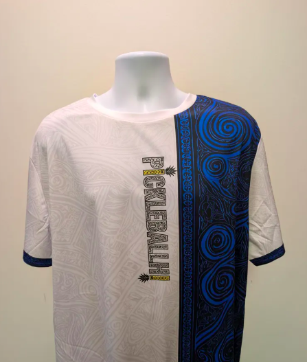 Hawaiian Style Pickleball unisex dry fit T-shirt with tribal lettering